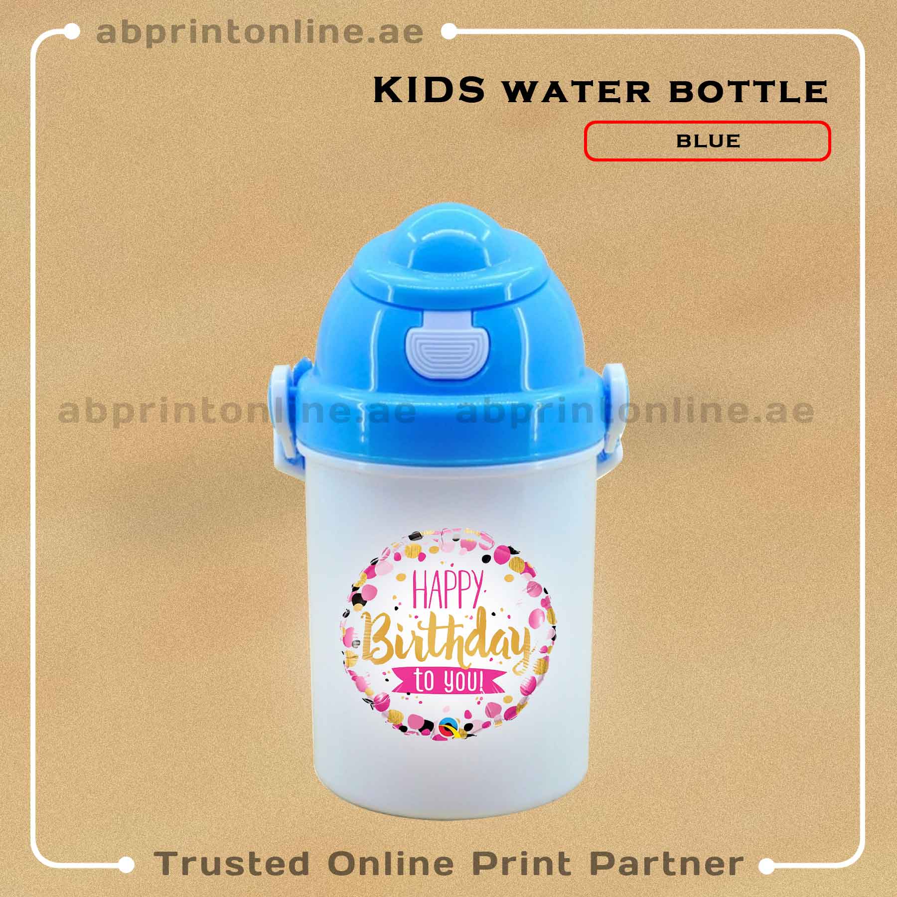 WATER-BOTTLE-BLUE KIDS WATER BOTTLE PRINTING BLUE COLOR - Image 1