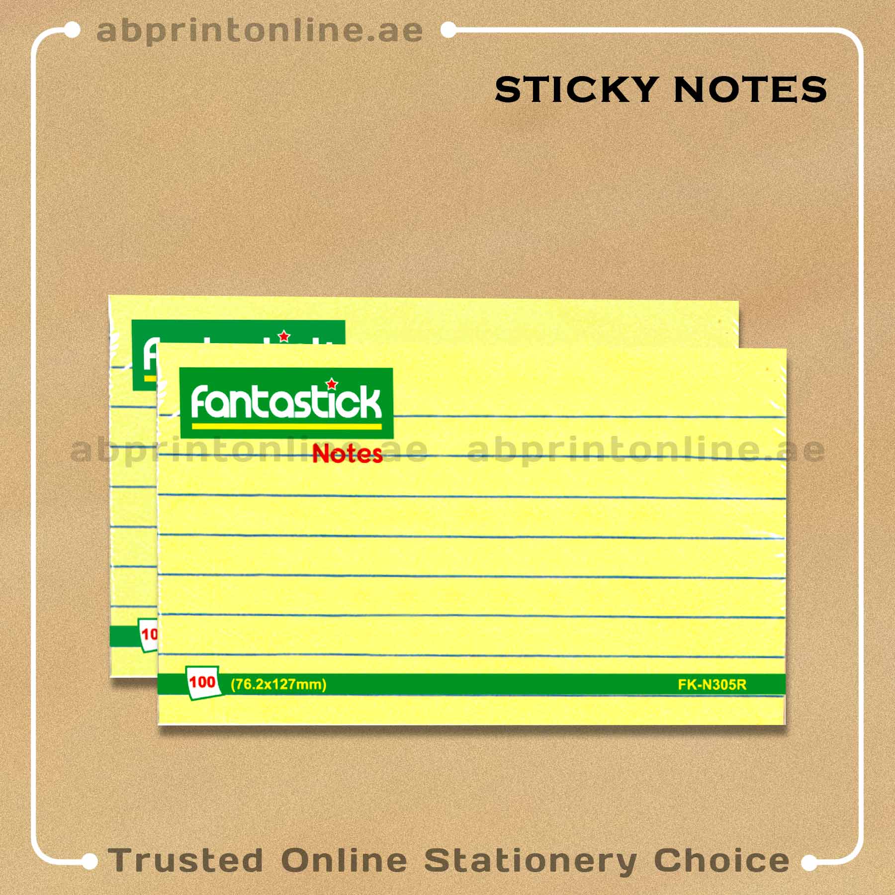 FK-N305R FANTA STICKY YELLOW NOTES 3"X5" RULED - Image 1