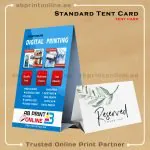 STANDARD TENT CARD PRINTING