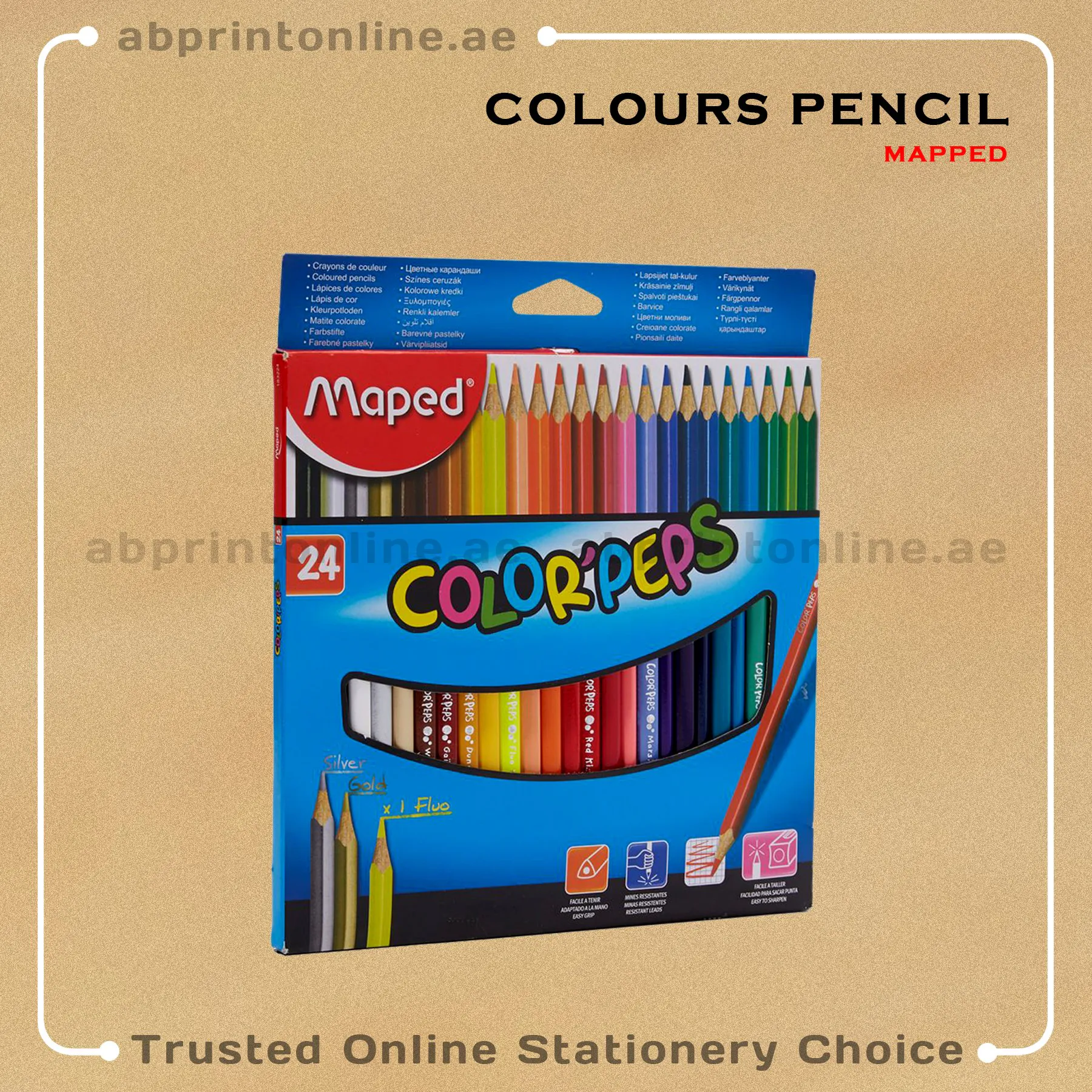 Colour Pencil MD 24col.jpg MAPED COLOR PEPS STAR , PACK OF 24 COLORS - Image 1
