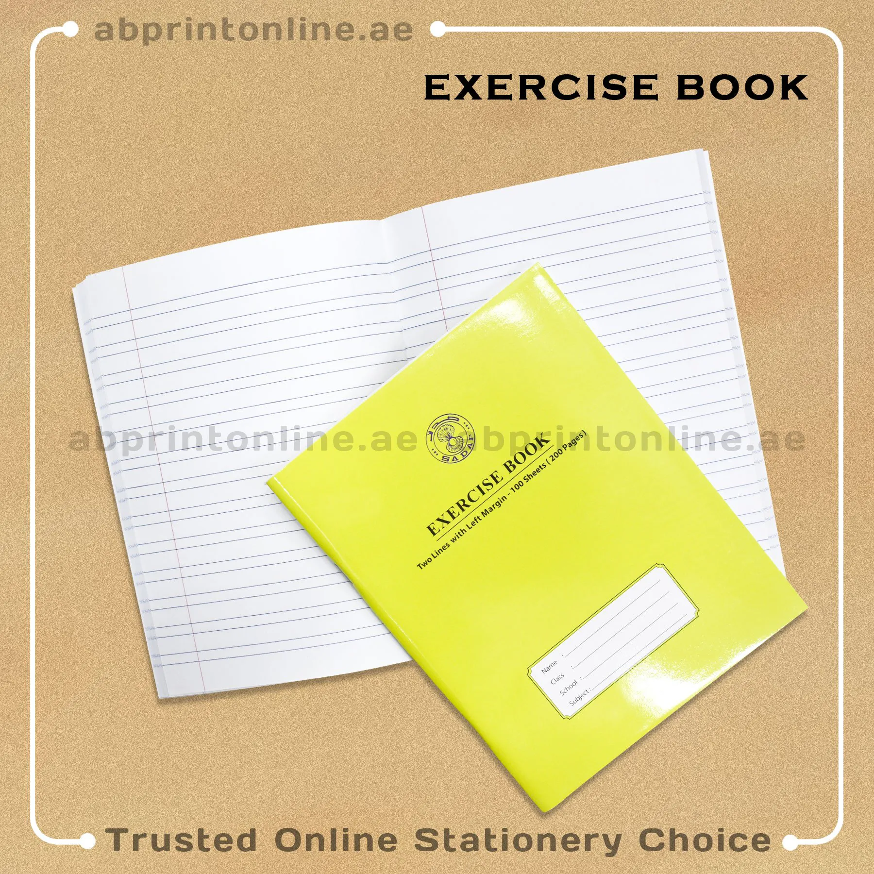 SADAF A5 TWO LINE WT LEFT MARGIN LIGHT GREEN EXERCISE  BOOK 200 PAGES - Image 1