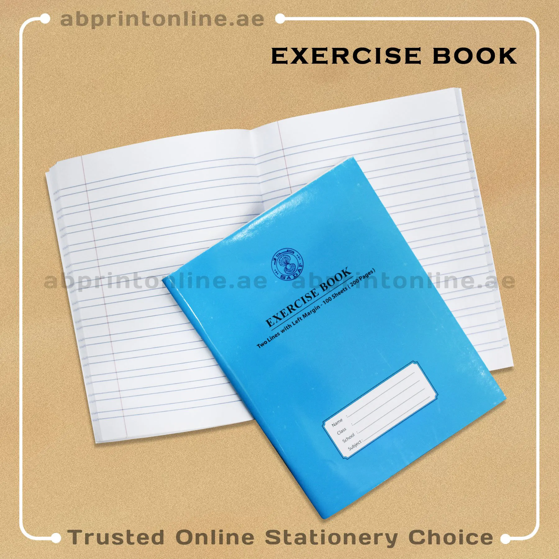 1402_Sadaf_4 SADAF A5 TWO LINE WT LEFT MARGIN BLUE EXERCISE BOOK 200 PAGES - Image 1
