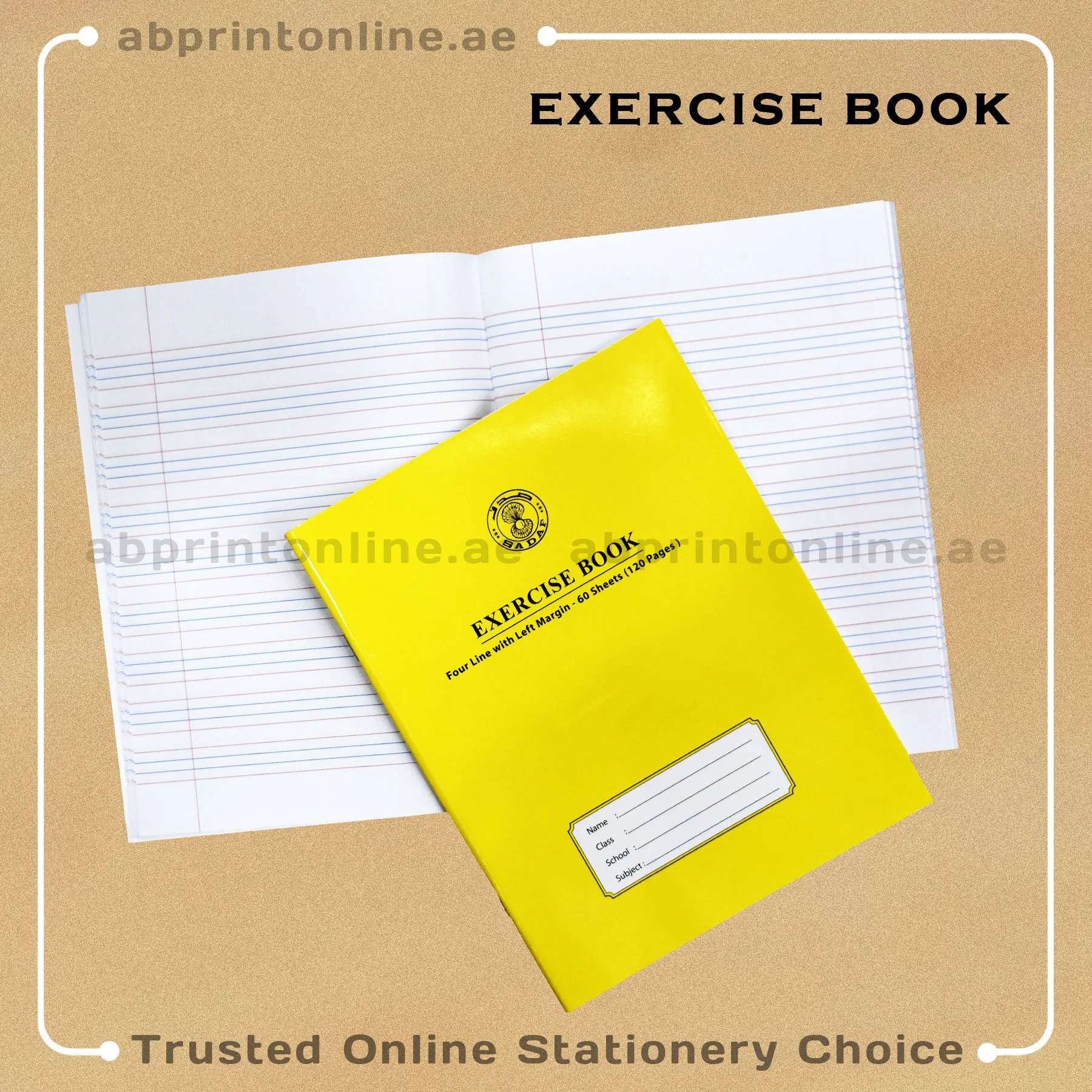 1407_Sadaf_1 SADAF A5 FOUR LINE WT LEFT MARGIN YELLOW EXERCISE BOOK 120 PAGES - Image 1
