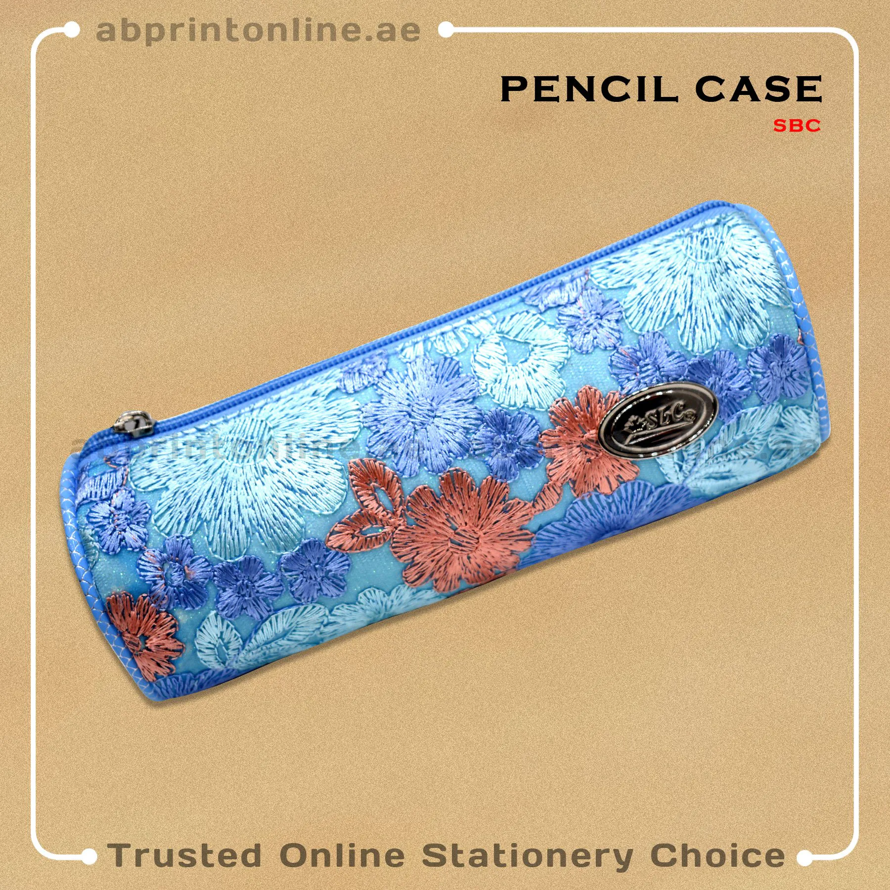 SBC PENCIL CASE FLOWER DESIGN BLUE - Image 1
