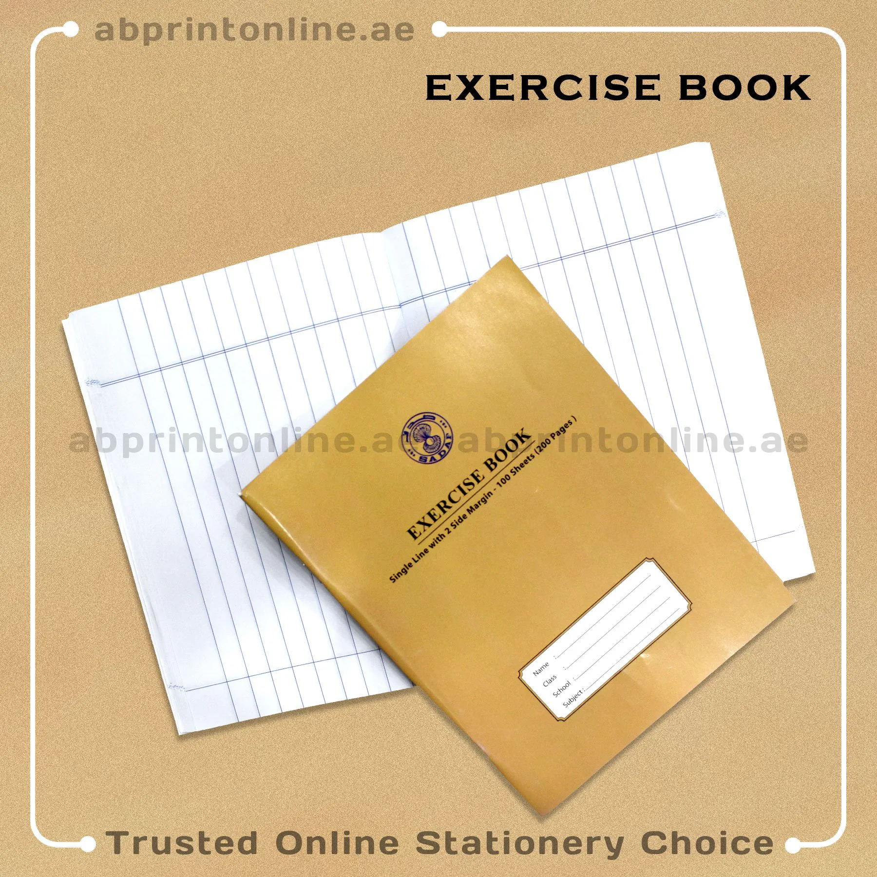 SADAF A5 SINGLE LINE WITH 2 SIDE MARGIN BROWN  EXERCISE  BOOK 200 PAGES - Image 1