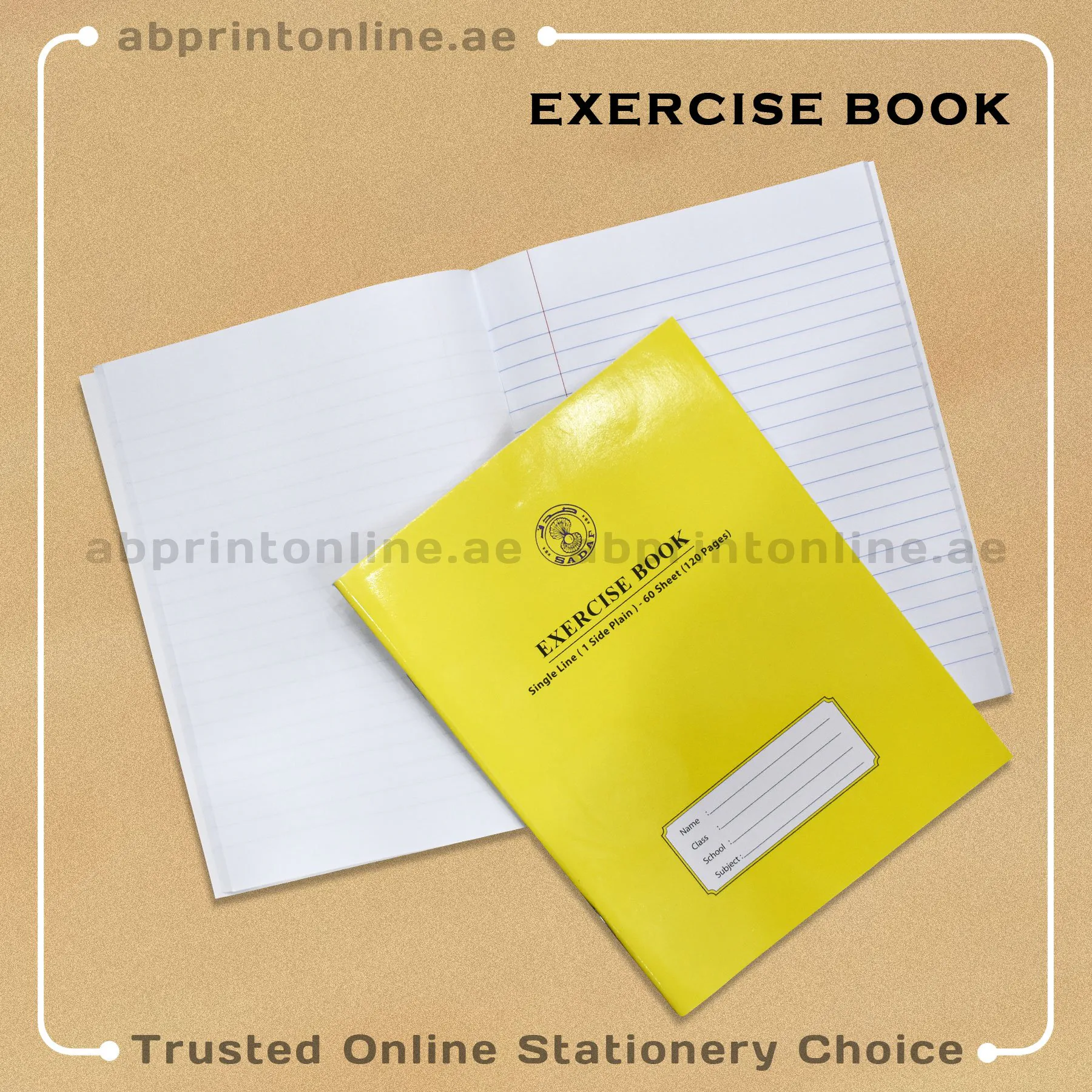 4252_Sadaf_1 SADAF A5 SINGLE LINE WITH ONE SIDE PLAIN YELLOW EXERCISE BOOK 120 PAGES - Image 1
