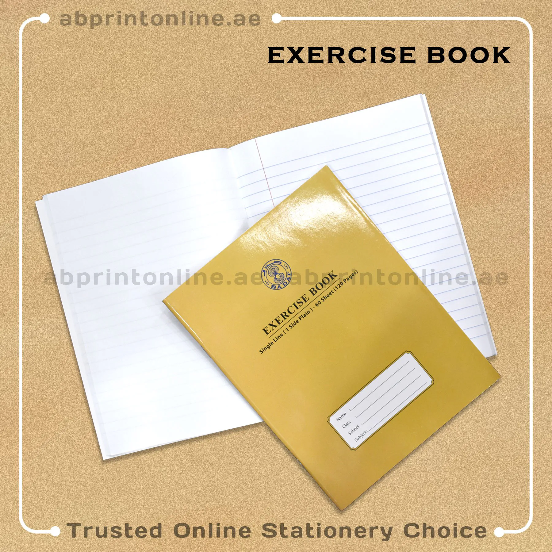 4252_Sadaf_2 SADAF A5 SINGLE LINE WITH ONE SIDE PLAIN BROWN EXERCISE BOOK 120 PAGES - Image 1