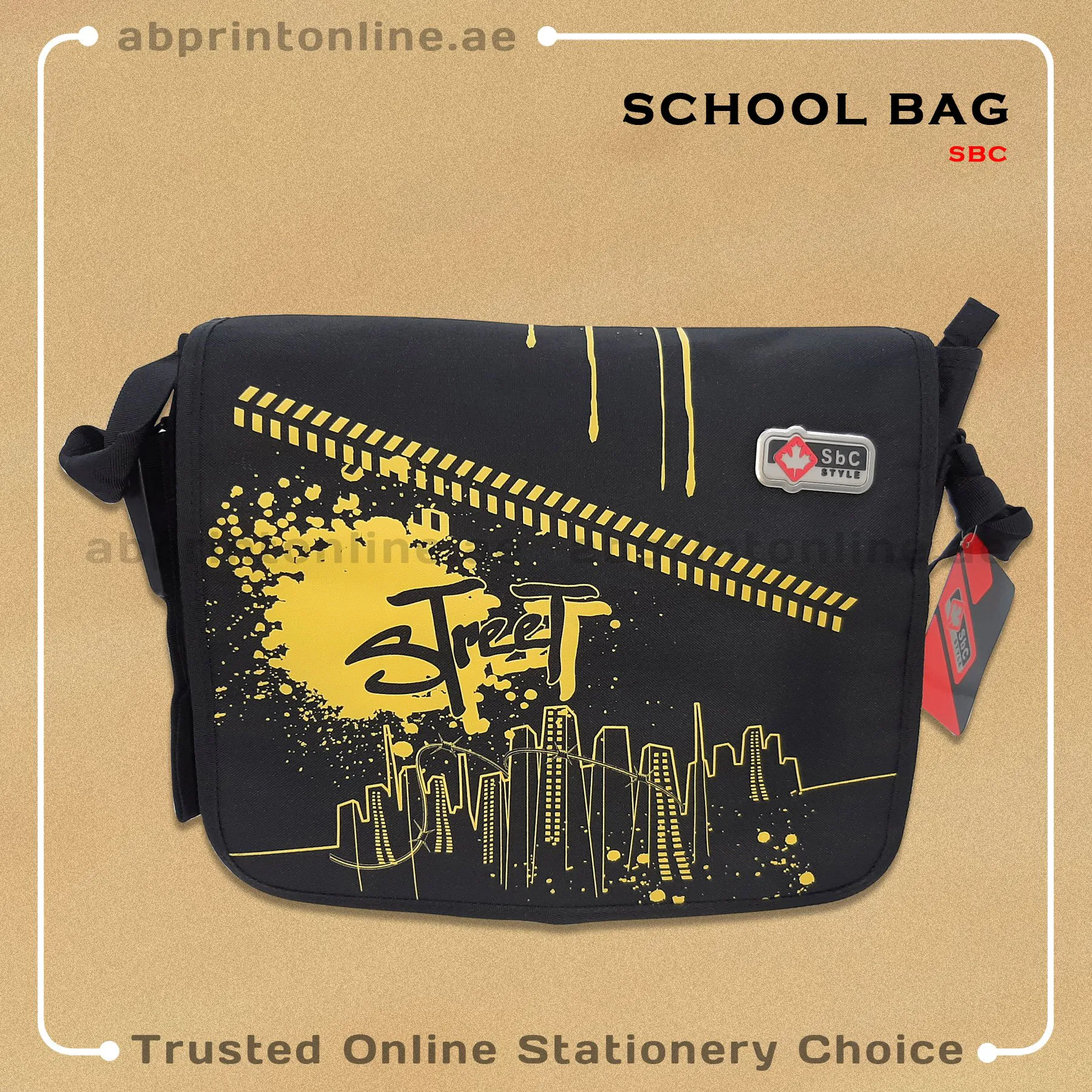 Bag3333_1 SBC SIDE SHOULDER SCHOOL/COLLEGE YELLOW DESIGN BAG - Image 1