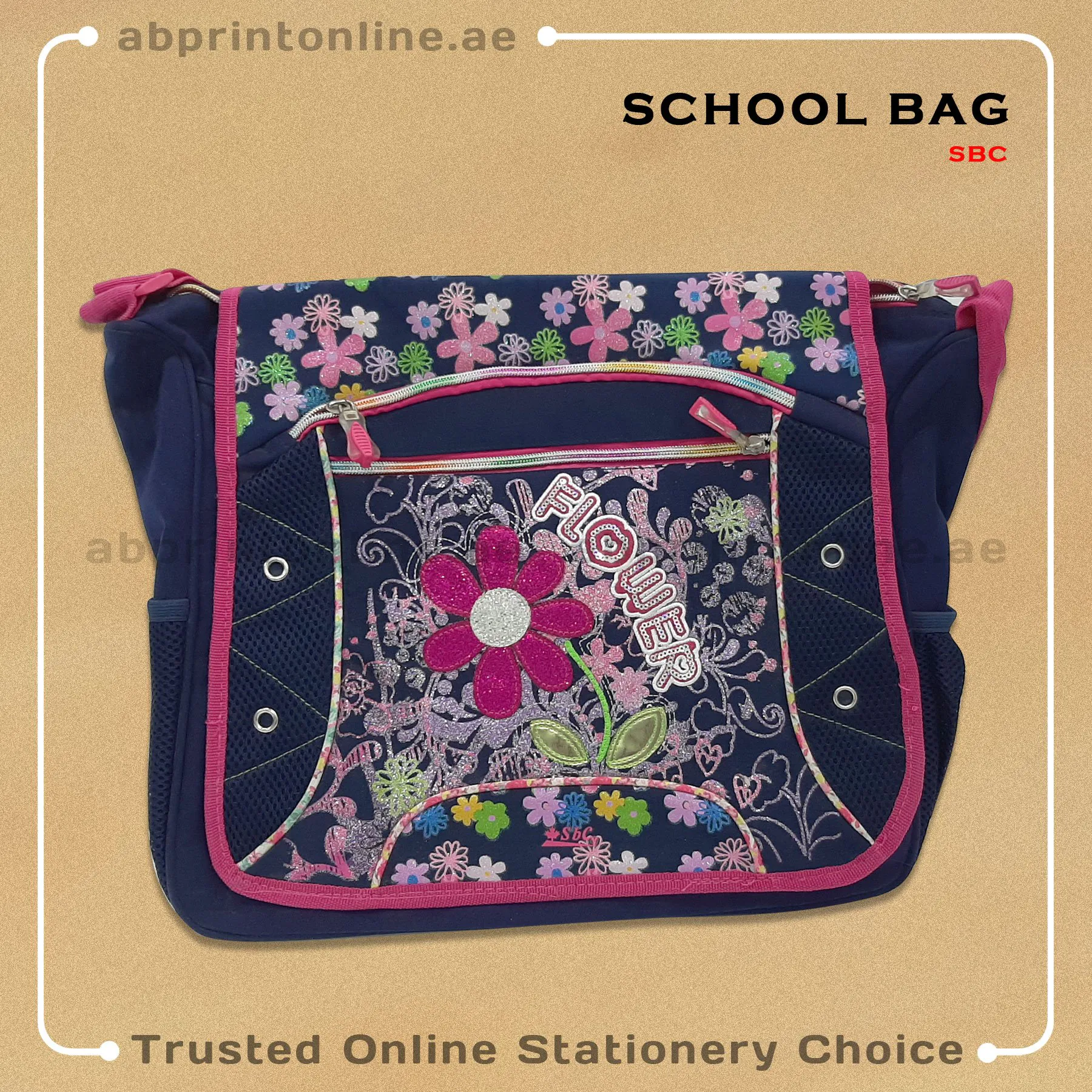 Bag3333_3 SBC SIDE SCHOOL/COLLEGE FLOWER DESIGN BAG - Image 1