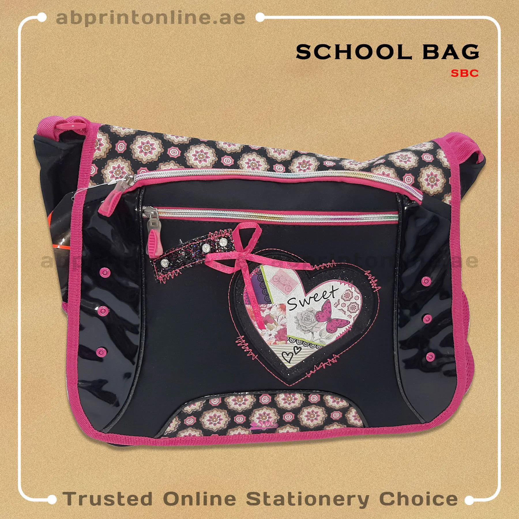 Bag3333_4 SBC SIDE SHOULDER SCHOOL/COLLEGE HEART DESIGN BAG - Image 1
