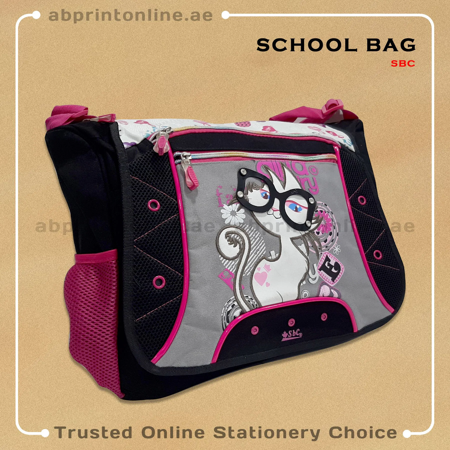 Bag3334_1 SBC SIDE SHOULDER SCHOOL/COLLEGE MISTY KITTY BAG - Image 1
