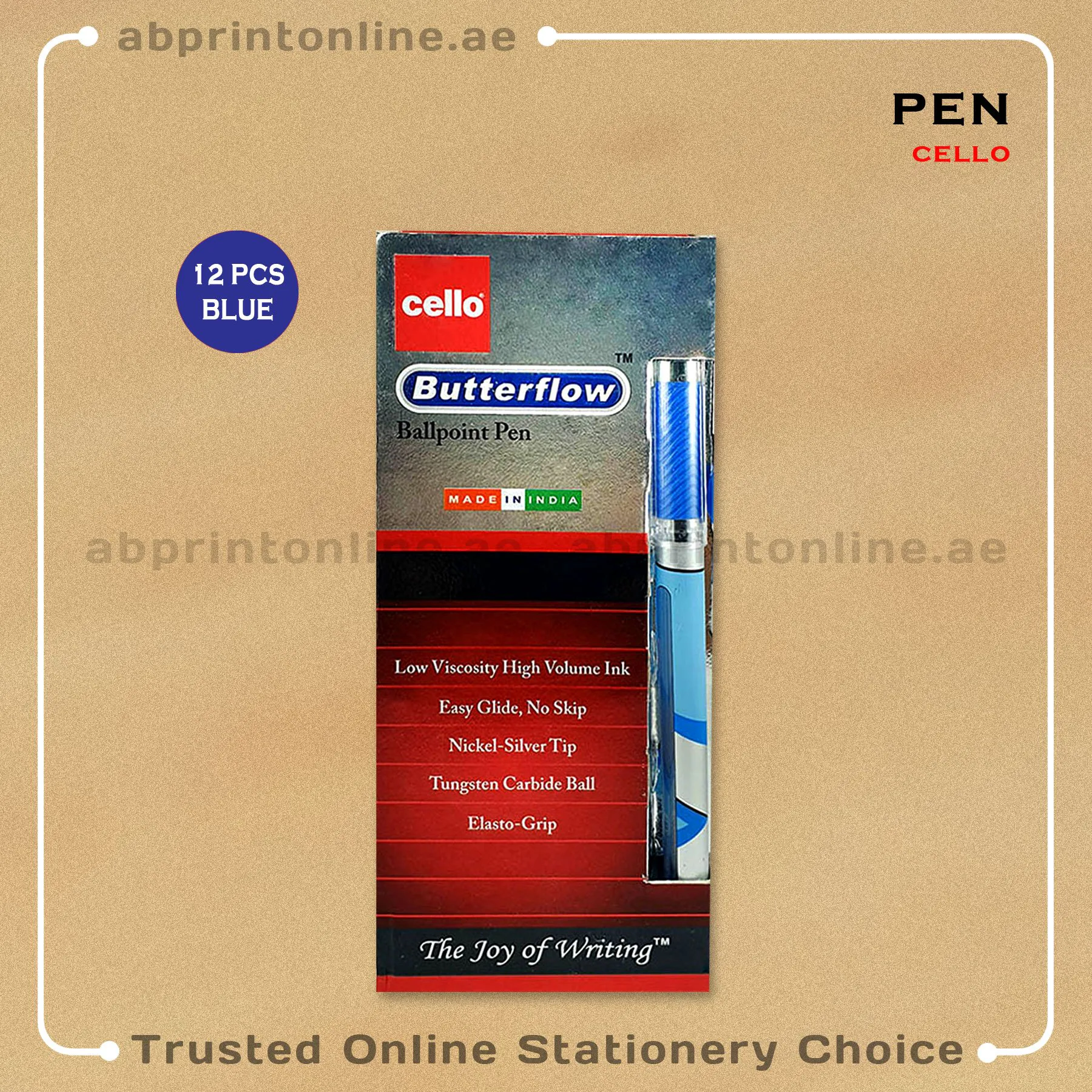 CelloButterflowBlue12pkt CELLO BUTTERFLOW PEN-BLUE-PKT/12PCS - Image 1