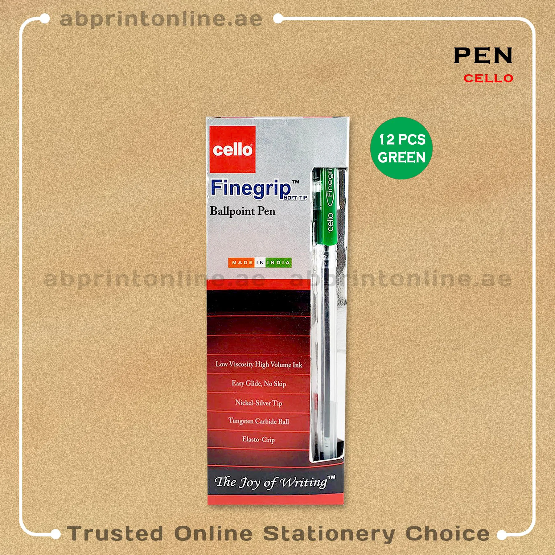 CelloFinegripGreen12pkt CELLO FINE GRIP GREEN BALL PEN PKT/12PCS - Image 1