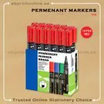 FIS CHISEL TIP PERMANENT RED MARKER PKT/12PCS