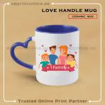 DARK BLUE LOVE HANDLE MUG PRINTING