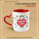 RED LOVE HANDLE MUG PRINTING