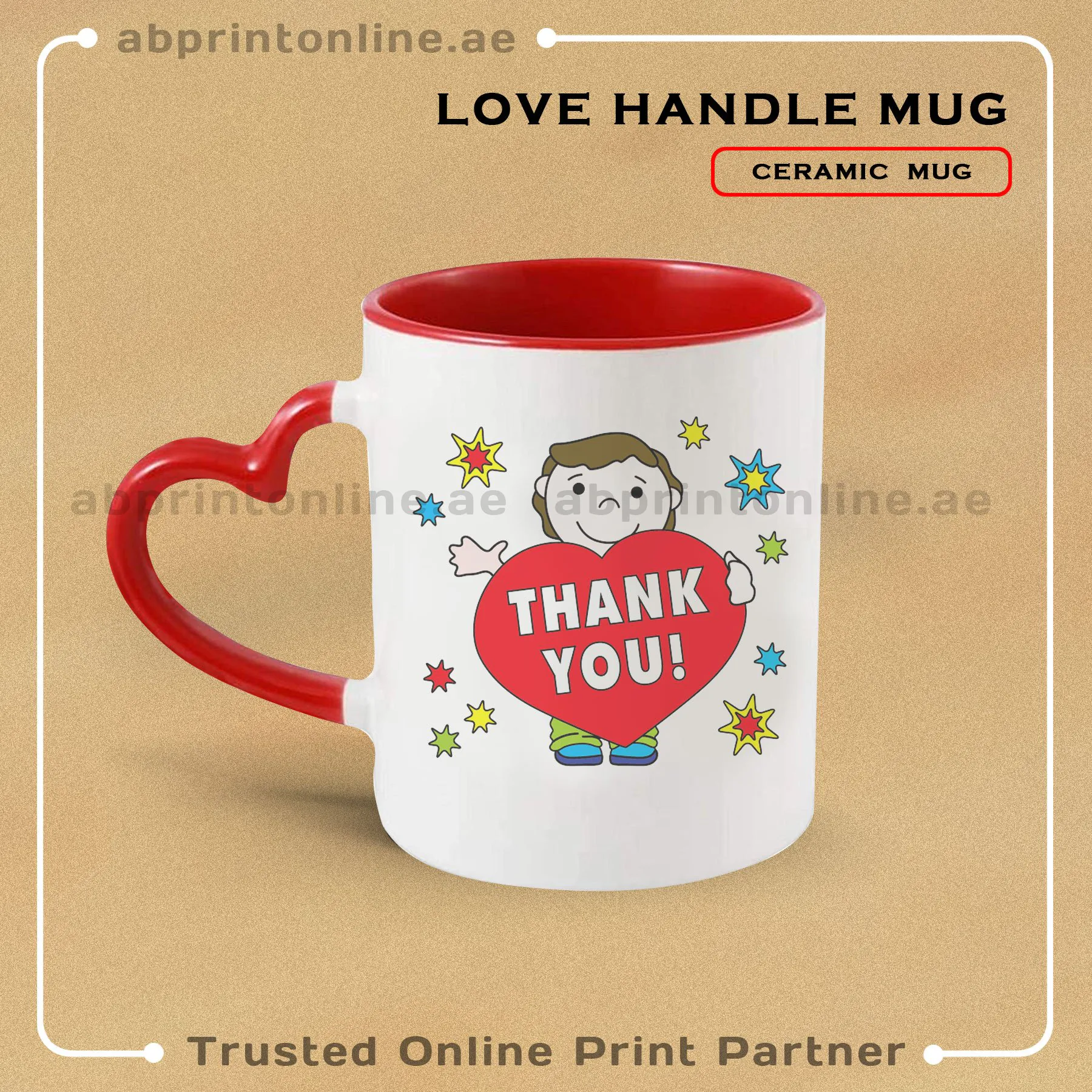 RED LOVE HANDLE MUG PRINTING - Image 1