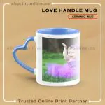 BLUE LOVE  HANDLE CERAMIC MUG PRINTING
