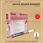 MAXI FLOW CHISEL TIP  WHITE BOARD RED MARKER PKT/12PCS
