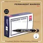 DELI REFILLABLE CHISEL TIP PERMANENT BLACK MARKER PKT/12PCS
