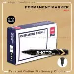 DELI REFILLABLE ROUND TIP PERMANENT BLACK MARKER PKT/12PCS