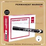 DELI CHISEL TIP PERMANENT BLACK MARKER PKT/12PCS