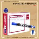 DELI ROUND TIP PERMANENT BLUE MARKER PKT/12PCS