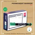 DELI REFILLABLE CHISEL TIP PERMANENT GREEN MARKER PKT/12PCS