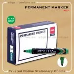 DELI REFILLABLE ROUND TIP PERMANENT GREEN MARKER PKT/12PCS
