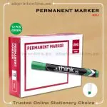 DELI CHISEL TIP PERMANENT GREEN MARKER PKT/12PCS