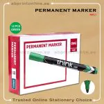 DELI ROUND TIP PERMANENT GREEN MARKER PKT/12PCS