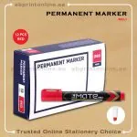 DELI REFILLABLE CHISEL TIP PERMANENT RED MARKER PKT/12PCS