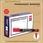 DELI REFILLABLE ROUND TIP PERMANENT RED MARKER PKT/12PCS