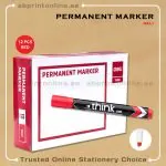 DELI CHISEL TIP PERMANENT RED MARKER PKT/12PCS