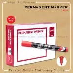 DELI ROUND TIP PERMANENT RED MARKER PKT/12PCS