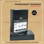 FABER CASTELL CHISEL TIP PERMANENT BLACK MARKER  PKT/12PCS