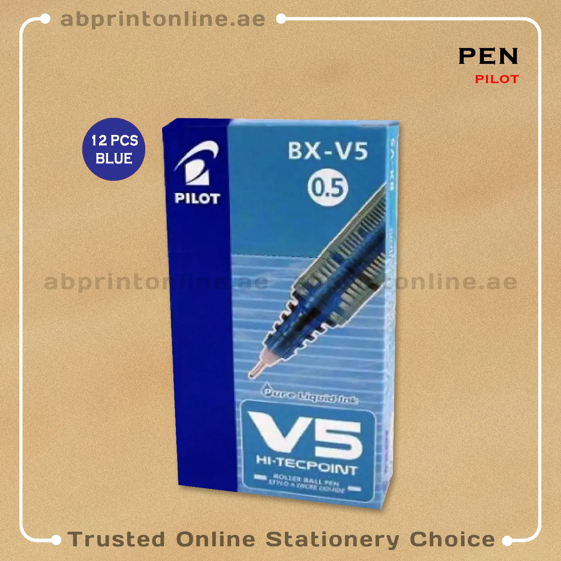 PILOT HI-TECPOINT V5 BLUE  ROLLERBALL PEN PKT/12PCS - Image 1