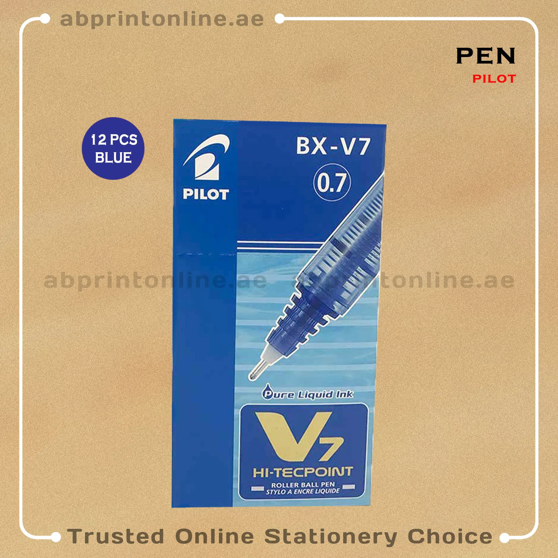 PilotV7Blue12pkt PILOT HI-TECPOINT V7 BLUE ROLLERBALL PEN PKT/12PCS - Image 1