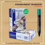 STEADTLER CHISEL TIP PERMANENT GREEN MARKER PKT/10PCS