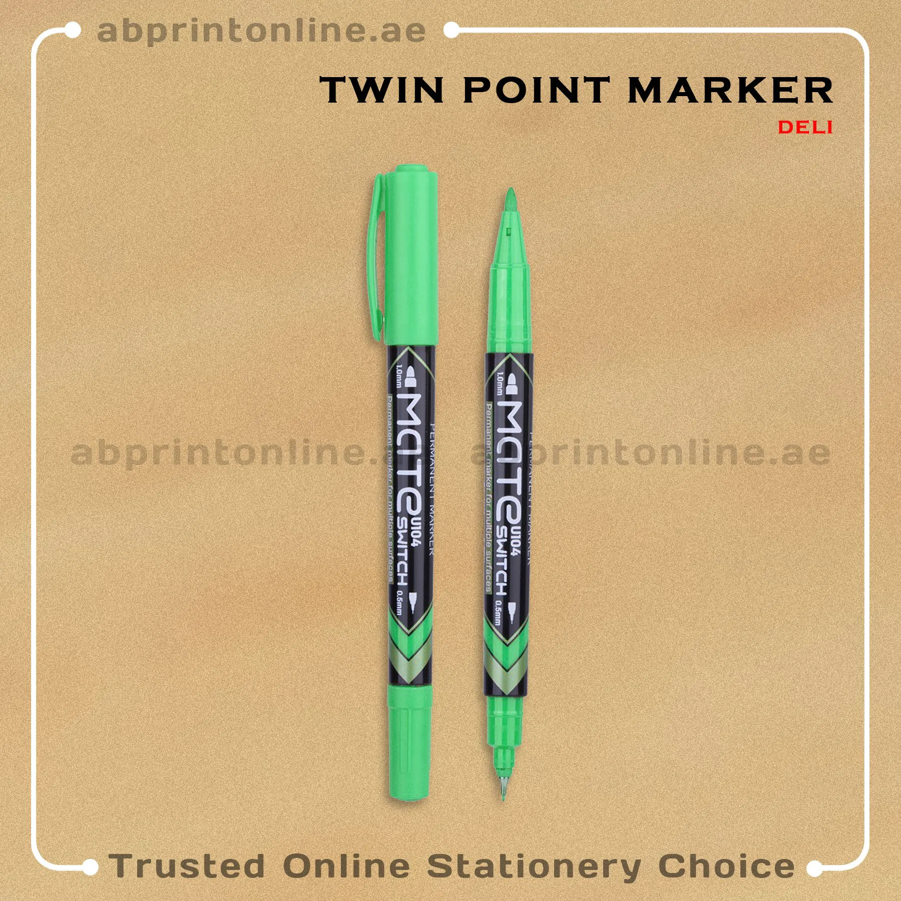 TwinMarkerGreenDeli DELI TWIN 1.0MM & 0.5MM GREEN MARKER PCS/1 - Image 1