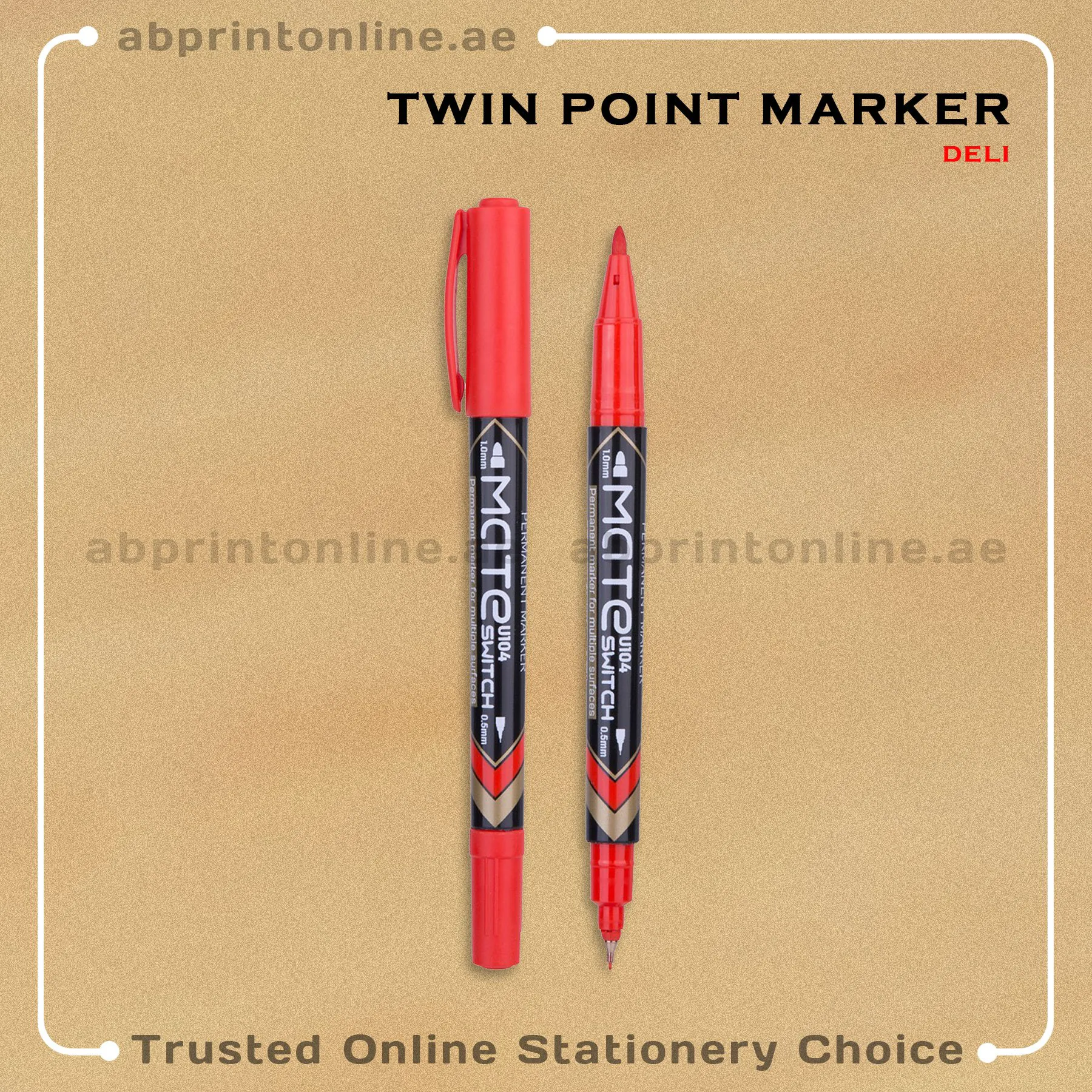 TwinMarkerRedDeli DELI TWIN 1.0MM & 0.5MM RED MARKER PCS/1 - Image 1