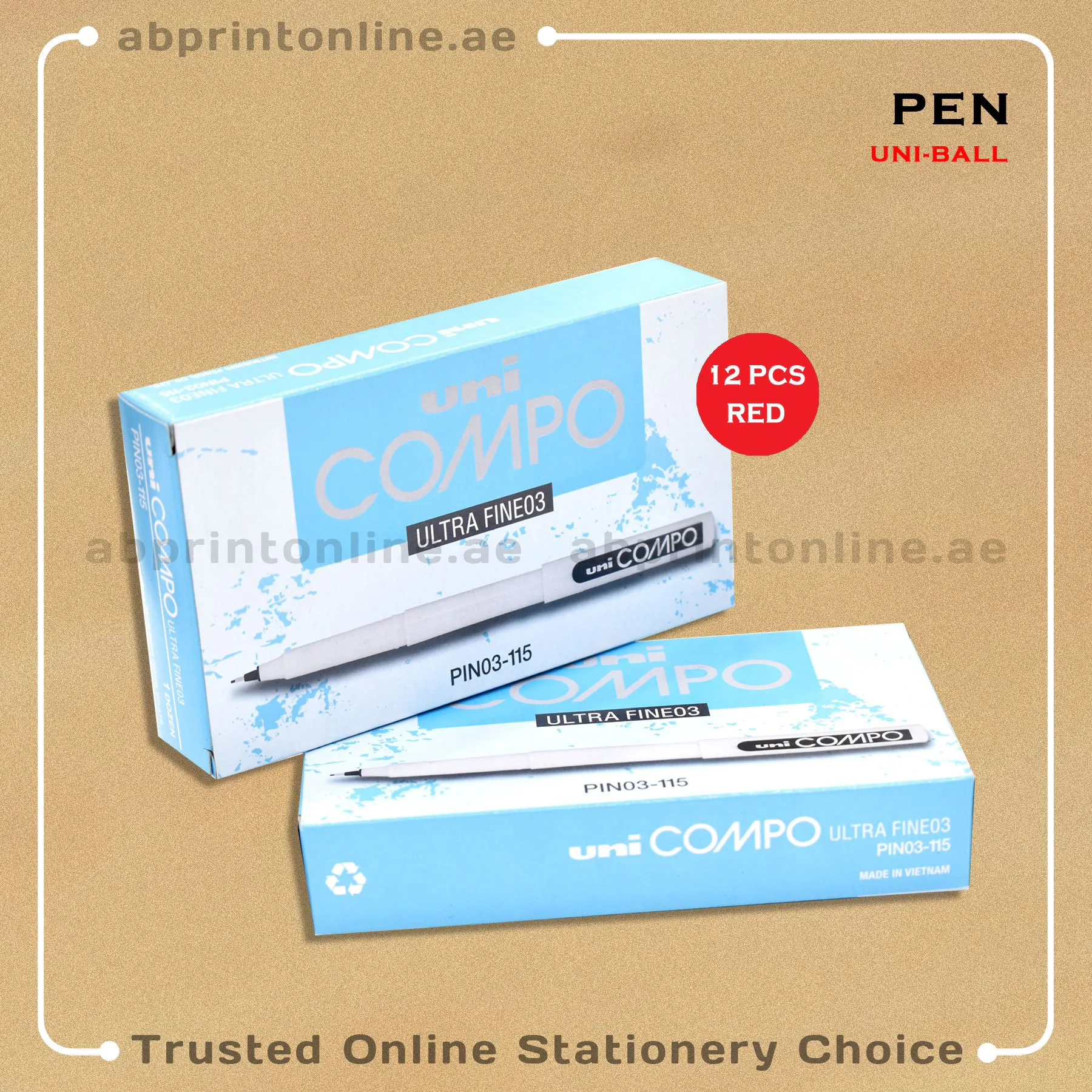 UniballCompoRed12pkt UNI COMPO ULTRA FINE RED PEN 0.3MM PKT/12 - Image 1