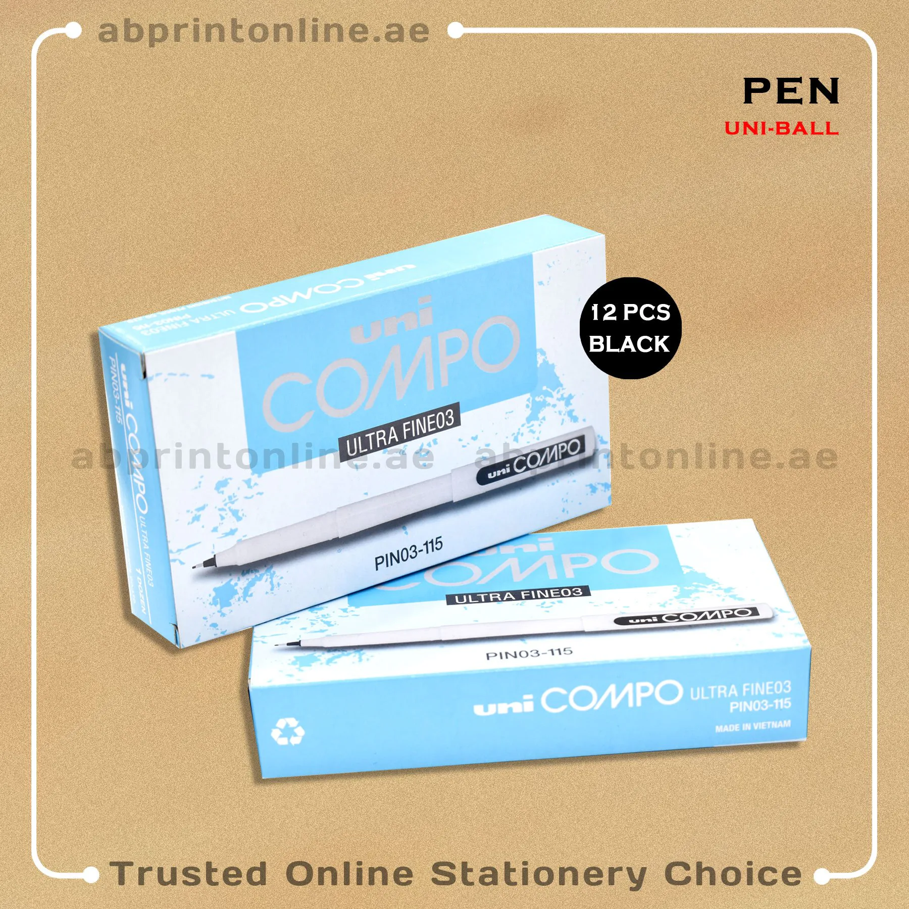UniballCompoblack12pkt UNI COMPO ULTRA FINE BLACK PEN 0.3MM PKT/12 - Image 1