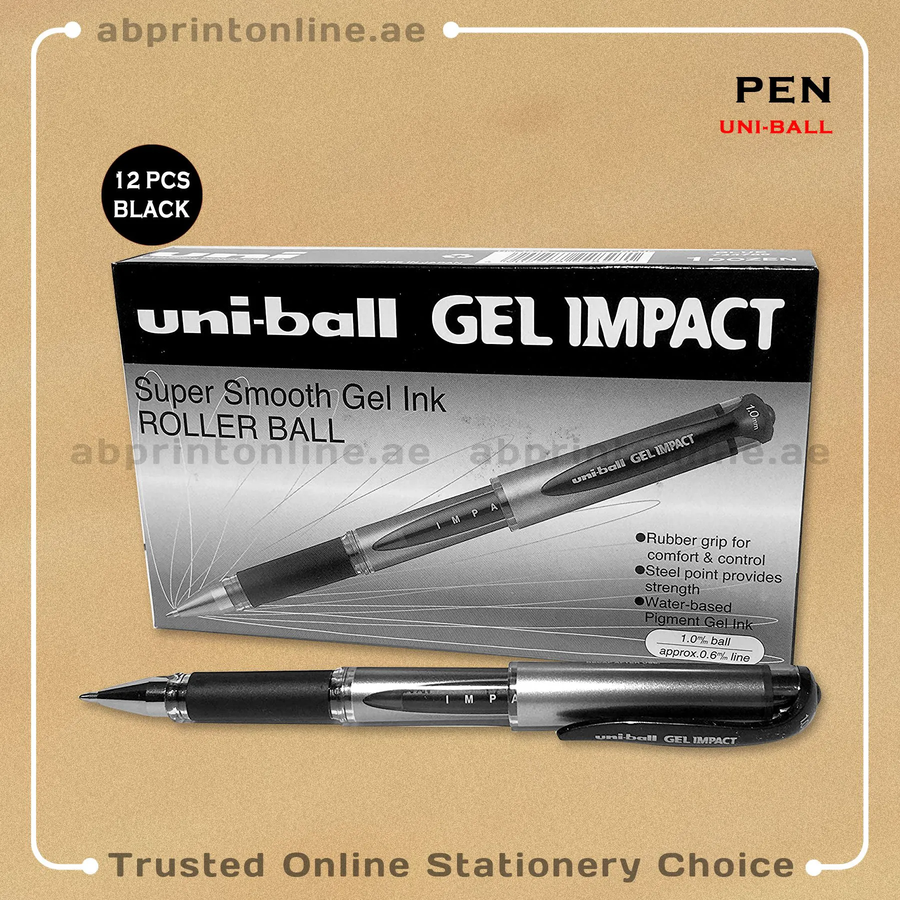 UniballGelImpactBlack12pkt UNI-BALL GEL IMPACT UM-153S BROAD 1.0 ROLLERBALL BLACK PEN PKT/12PCS - Image 1