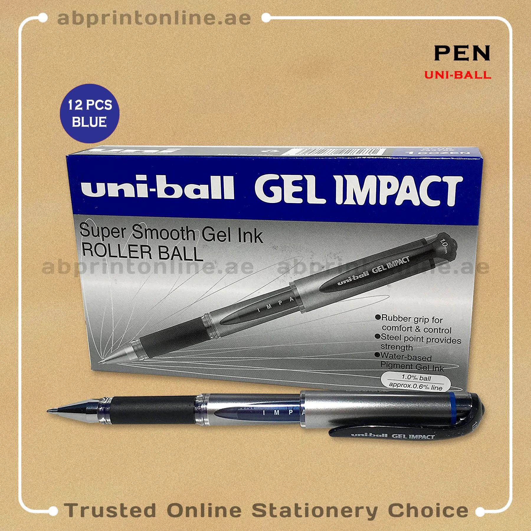UniballGelImpactBlue12pkt UNI-BALL GEL IMPACT UM-153S BROAD 1.0 ROLLERBALL BLUE PEN PKT/12PCS - Image 1