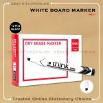 DELI CHISEL TIP WHITE BOARD BLACK MARKER PKT/12PCS