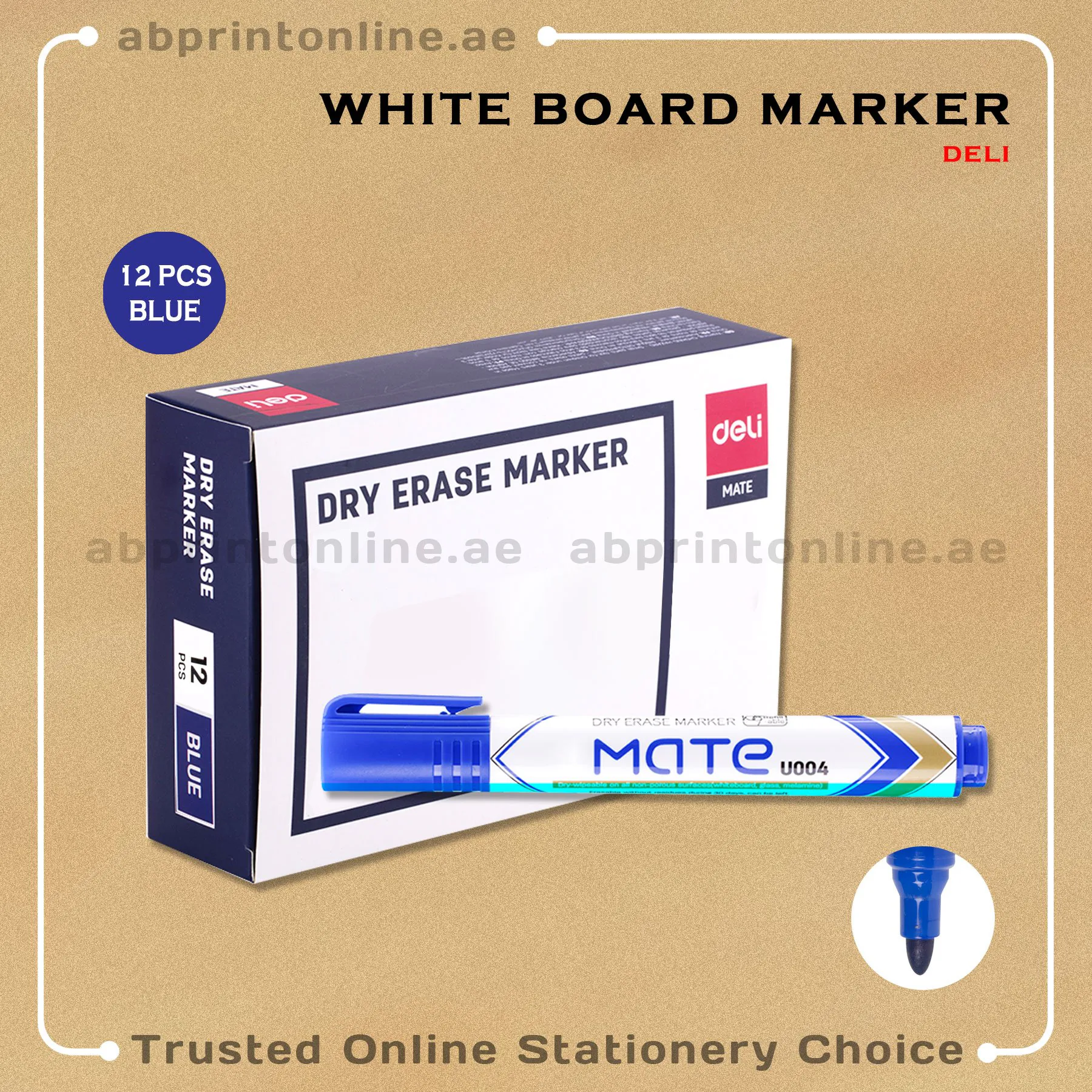 WBMarkerBlueDeliMateRoundPkt DELI REFILLABLE ROUND TIP WHITE BOARD BLUE MARKER PKT/12PCS - Image 1