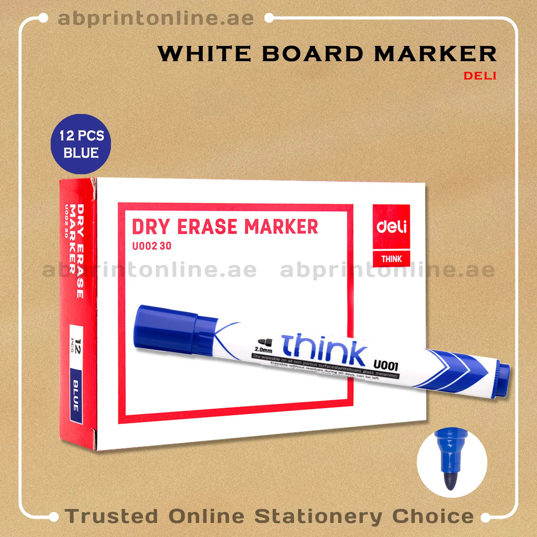 WBMarkerBlueDeliThinkRoundPkt DELI ROUND TIP WHITE BOARD BLUE MARKER PKT/12PCS - Image 1