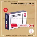 DELI REFILLABLE CHISEL TIP WHITE BOARD RED MARKER PKT/12PCS