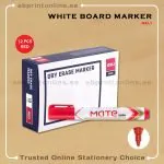 DELI REFILLABLE ROUND TIP WHITE BOARD RED MARKER PKT/12PCS